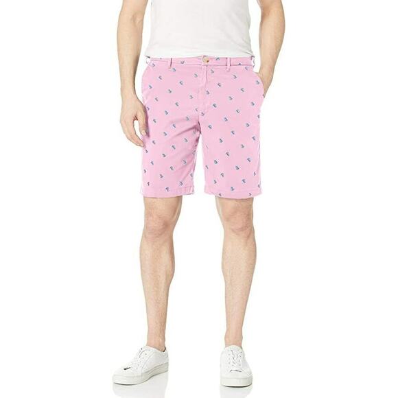 IZOD Short Big & Tall Sz 52 Sportflex Mens Pink Saltwater Stretch Chino Printed - Picture 1 of 8